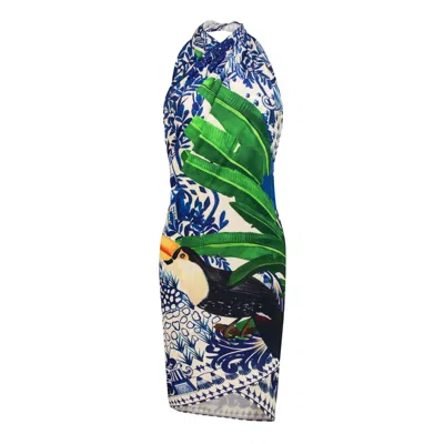 DHARA SHETH DUBAI WOMEN'S GREEN / WHITE / BLUE HARMONY HALTER-STYLE SARONG