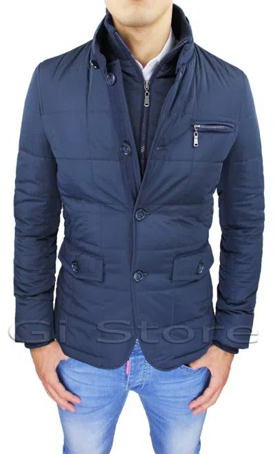 DIAMOND COLLEZIONI DAUNENJACKE JACKE HERREN DIAMANT WINTER BLAU FORMAL ELEGANT MIT WESTE INTERN