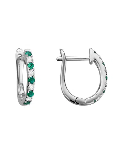 DIAMOND SELECT CUTS 14K DIAMOND .15 CT. & .23 CT. EMERALD EARRINGS