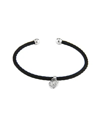 DIAMOND SELECT CUTS HEART 14K & STAINLESS STEEL 0.06 CT. TW. DIAMOND BANGLE BRACELET