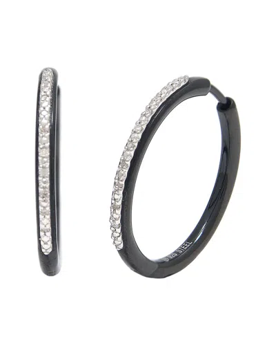 DIAMOND SELECT CUTS SILVER & STEEL 0.06 CT. TW. DIAMOND EARRINGS