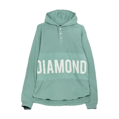 DIAMOND-SUPPLY MEN'S LIGHTWEIGHT HOODED SWEATSHIRT WINSTON HOODED THERMAL TEAL/WHITE