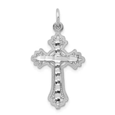 DIAMOND2DEAL 10K WHITE GOLD DIAMOND-CUT CROSS CHARM