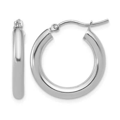 DIAMOND2DEAL 10K WHITE GOLD POLISHED HINGED HOOP EARRINGS