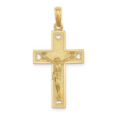 DIAMOND2DEAL 10K YELLOW GOLD CUT-OUT HEART I LOVE JESUS CRUCIFIX CHARM