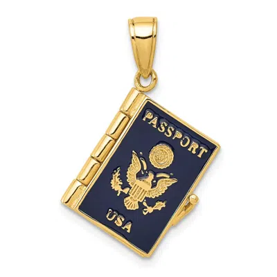 DIAMOND2DEAL 10K YELLOW GOLD ENAMEL 3-D PASSPORT PENDANT