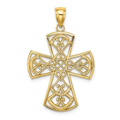 DIAMOND2DEAL 10K YELLOW GOLD FILIGREE CROSS CHARM