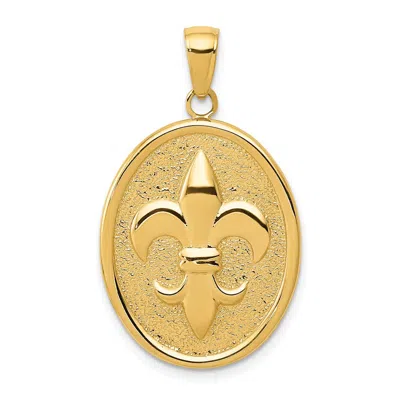 DIAMOND2DEAL 10K YELLOW GOLD FLEUR-DE-LIS ON OVAL DISK PENDANT