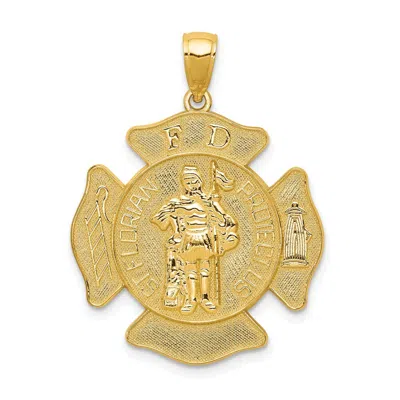 DIAMOND2DEAL 10K YELLOW GOLD ST. FLORIAN PROTECT US FIRE DEPT. PENDANT