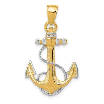 DIAMOND2DEAL 10K YELLOW GOLD YG RHODIUM ANCHOR ROPE PENDANT