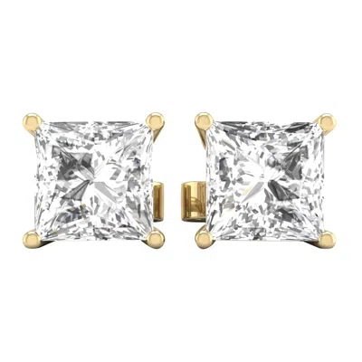 DIAMOND2DEAL 14K GOLD 0.50CT PRINCESS LAB GROWN DIAMOND SOLITAIRE STUD EARRINGS