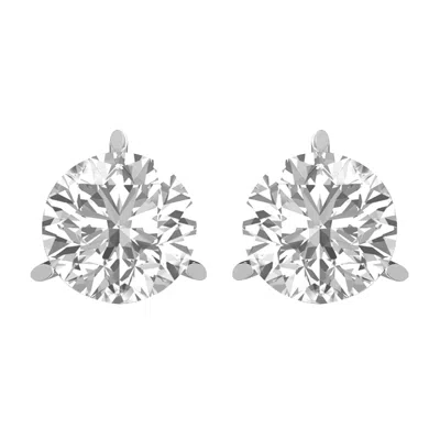DIAMOND2DEAL 14K GOLD 1.50CT ROUND LAB GROWN DIAMOND STUD EARRINGS 3 PRONG