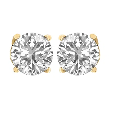 DIAMOND2DEAL 14K GOLD 2.50CT ROUND LAB GROWN DIAMOND SOLITAIRE STUD EARRINGS