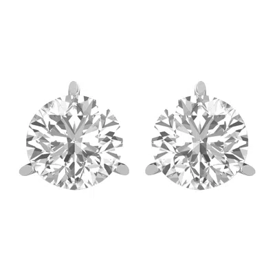 DIAMOND2DEAL 14K GOLD 4CT ROUND LAB GROWN DIAMOND STUD EARRINGS 3 PRONG