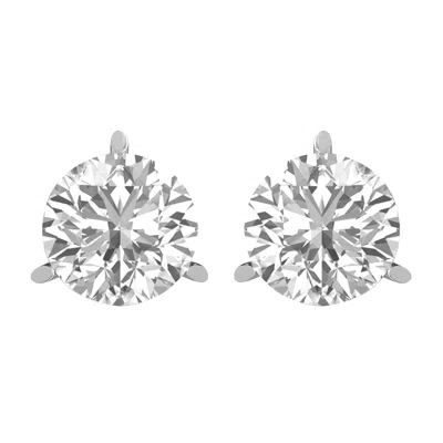 DIAMOND2DEAL 14K GOLD 5CT ROUND LAB GROWN DIAMOND STUD EARRINGS 3 PRONG