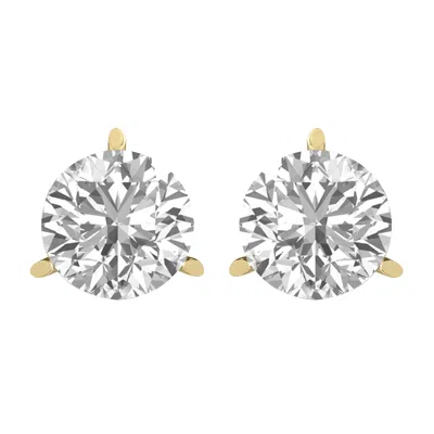 DIAMOND2DEAL 14K GOLD 6CT ROUND LAB GROWN DIAMOND STUD EARRINGS 3 PRONG