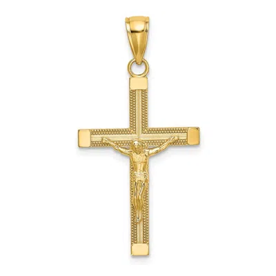 DIAMOND2DEAL 14K GOLD POLISHED TEXTURED CRUCIFIX CHARM