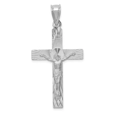 DIAMOND2DEAL 14K WHITE GOLD CRUCIFIX PENDANT
