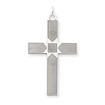 DIAMOND2DEAL 14K WHITE GOLD LASER DESIGNED CROSS PENDANT