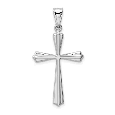 DIAMOND2DEAL 14K WHITE GOLD POLISHED CROSS PENDANT