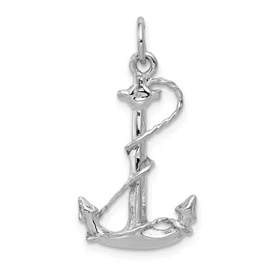DIAMOND2DEAL 14K WHITE GOLD SOLID POLISHED 3-D ANCHOR CHARM