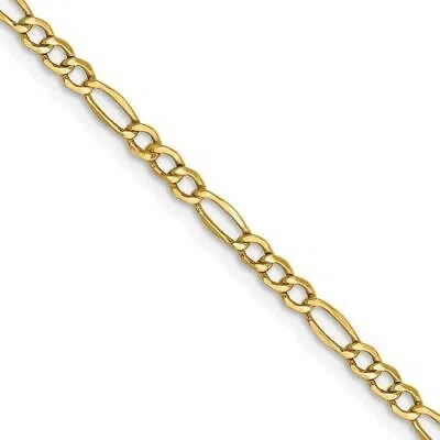 DIAMOND2DEAL 14K YELLOW GOLD 2.5MM SEMI-SOLID FIGARO 16" CHAIN NECKLACE