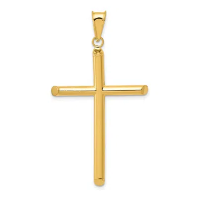 DIAMOND2DEAL 14K YELLOW GOLD 3-D POLISHED HOLLOW CROSS PENDANT