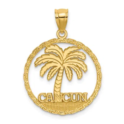 DIAMOND2DEAL 14K YELLOW GOLD CANCUN PALM TREE CIRCLE CHARM