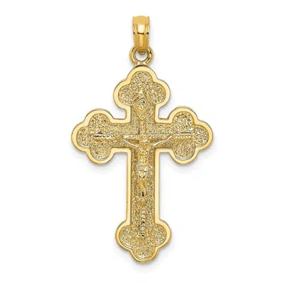 DIAMOND2DEAL 14K YELLOW GOLD CRUCIFIX BUDDED TIPS CHARM