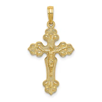 DIAMOND2DEAL 14K YELLOW GOLD CRUCIFIX FANCY TIPS CHARM