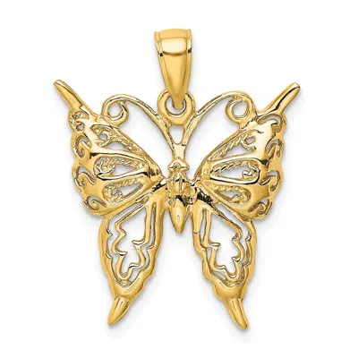 DIAMOND2DEAL 14K YELLOW GOLD CUT-OUT BUTTERFLY CHARM