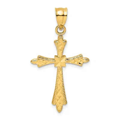 DIAMOND2DEAL 14K YELLOW GOLD DIAMOND-CUT CROSS FANCY EDGES CHARM