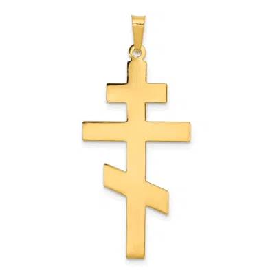 DIAMOND2DEAL 14K YELLOW GOLD EASTERN ORTHODOX CROSS PENDANT