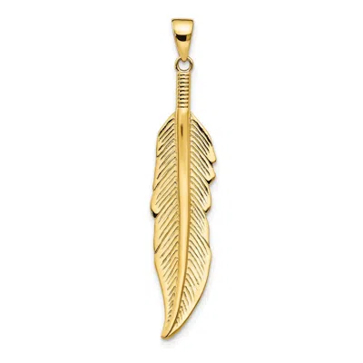 DIAMOND2DEAL 14K YELLOW GOLD FEATHER PENDANT