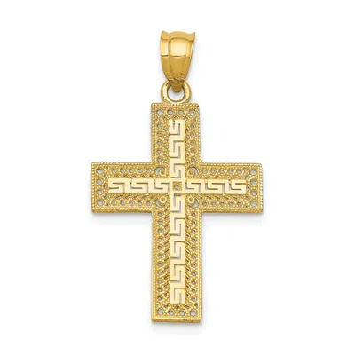 DIAMOND2DEAL 14K YELLOW GOLD GREEK FILIGREE CROSS PENDANT