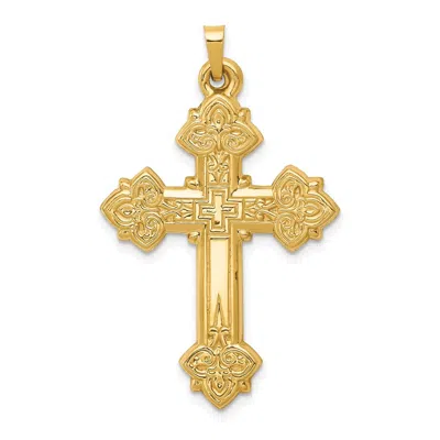 DIAMOND2DEAL 14K YELLOW GOLD HOLLOW CROSS PENDANT