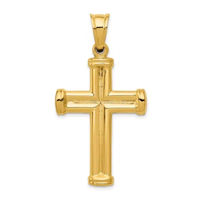 DIAMOND2DEAL 14K YELLOW GOLD HOLLOW CROSS PENDANT