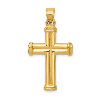 DIAMOND2DEAL 14K YELLOW GOLD HOLLOW CROSS PENDANT