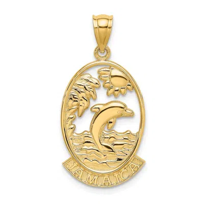DIAMOND2DEAL 14K YELLOW GOLD JAMAICA DOLPHIN SUNSET SCENE CHARM