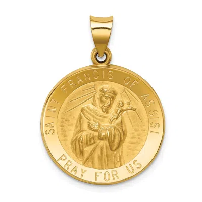 DIAMOND2DEAL 14K YELLOW GOLD POLISHED AND SATIN ST FRANCIS OF ASSISI MEDAL HOLLOW PENDANT