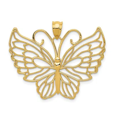 DIAMOND2DEAL 14K YELLOW GOLD POLISHED BUTTERFLY PENDANT
