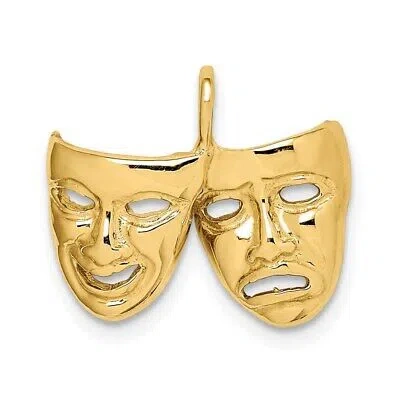 DIAMOND2DEAL 14K YELLOW GOLD POLISHED COMEDY/TRAGEDY THEATER MASKS PENDANT