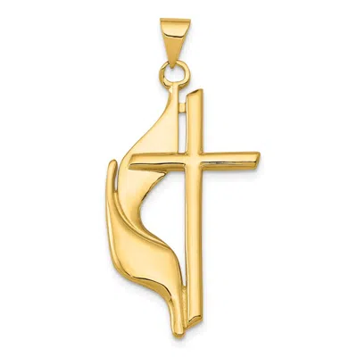 DIAMOND2DEAL 14K YELLOW GOLD POLISHED CROSS DRAPE PENDANT