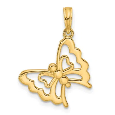 DIAMOND2DEAL 14K YELLOW GOLD POLISHED FANCY BUTTERFLY CHARM