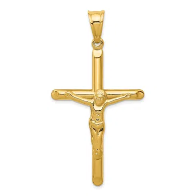 DIAMOND2DEAL 14K YELLOW GOLD POLISHED HOLLOW CRUCIFIX PENDANT
