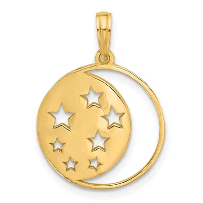 DIAMOND2DEAL 14K YELLOW GOLD POLISHED MOON AND STARS CHARM PENDANT