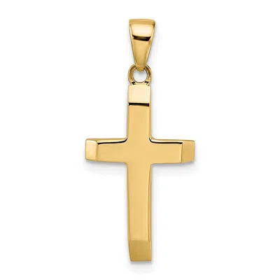 DIAMOND2DEAL 14K YELLOW GOLD POLISHED TAPERED ENDS HOLLOW CROSS PENDANT