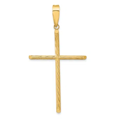 DIAMOND2DEAL 14K YELLOW GOLD POLISHED TEXTURED FANCY CROSS PENDANT