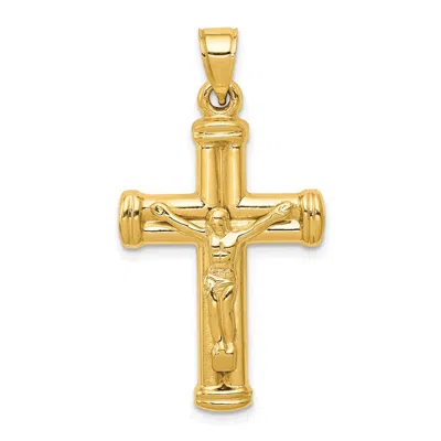 DIAMOND2DEAL 14K YELLOW GOLD REVERSIBLE CRUCIFIX PENDANT