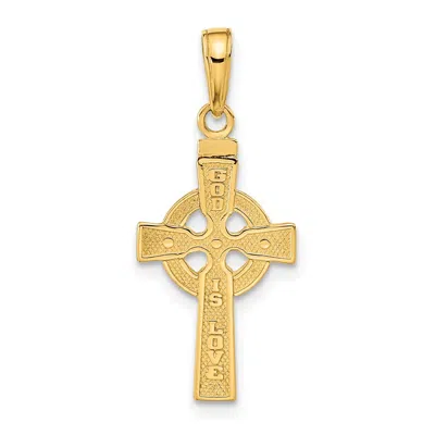 DIAMOND2DEAL 14K YELLOW GOLD REVERSIBLE GOD IS LOVE CELTIC CROSS PENDANT
